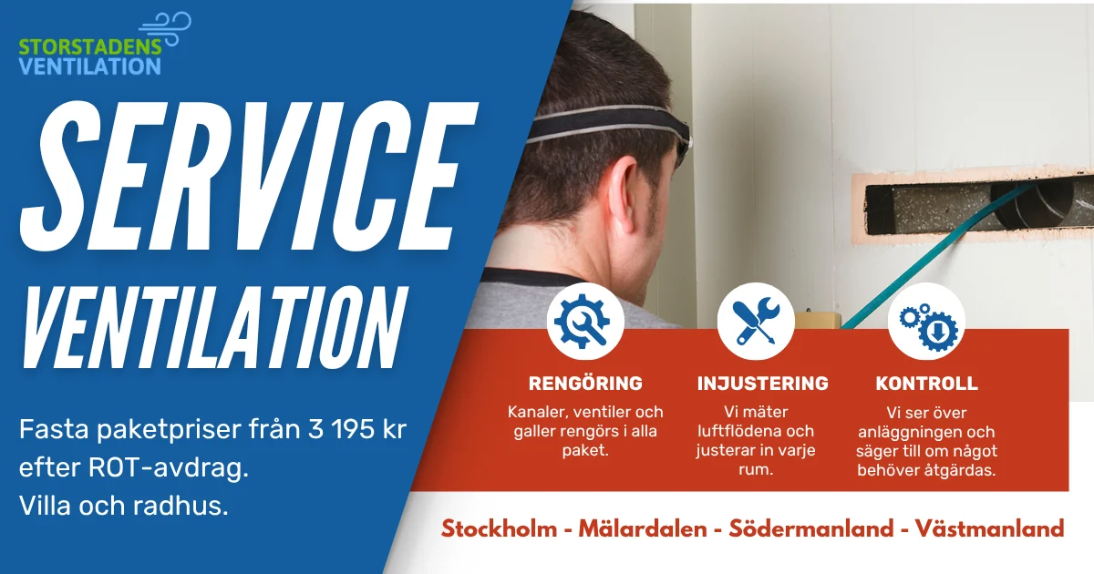 Storstadens Ventilation AB utför service av ventilation och underhåll av alla typer av ventilationsanläggningar och aggregat i villor och radhus i Stockholm, Mälardalen, Södermanland och Västmanland